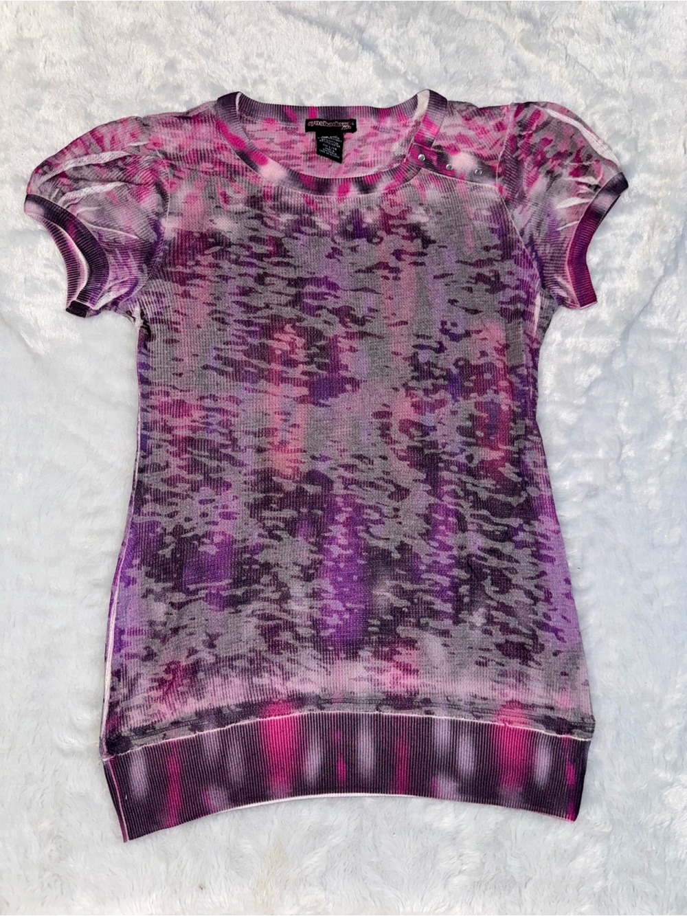 Eyeshadow Y2K Pink and Purple Short Sleeve Knit Top
